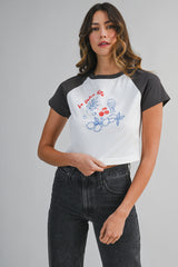 FRIDA GRAPHIC PRINTED RAGLAN T SHIRT