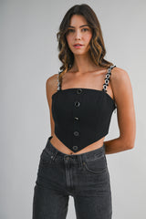 VIOLETA BOW DETAILED SHOULDER STRAP VEST