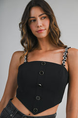 VIOLETA BOW DETAILED SHOULDER STRAP VEST