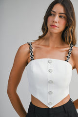 VIOLETA BOW DETAILED SHOULDER STRAP VEST