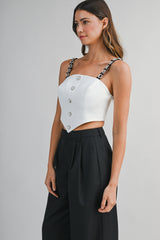 VIOLETA BOW DETAILED SHOULDER STRAP VEST
