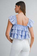 PENNY DITZY FLORAL PRINTED RUFFLED TOP