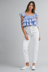 PENNY DITZY FLORAL PRINTED RUFFLED TOP