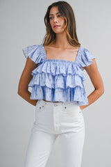 PENNY DITZY FLORAL PRINTED RUFFLED TOP