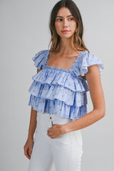 PENNY DITZY FLORAL PRINTED RUFFLED TOP