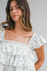PENNY DITZY FLORAL PRINTED RUFFLED TOP