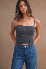 ROWENA PLAID CORSET BUSTIER TOP