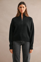 ERICA KNITTED HALF ZIP UP PULL OVER SWEATER TOP