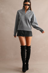 ERICA KNITTED HALF ZIP UP PULL OVER SWEATER TOP