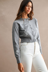 FABLE KNITTED EMBROIDERY CARDIGAN TOP