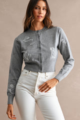 FABLE KNITTED EMBROIDERY CARDIGAN TOP
