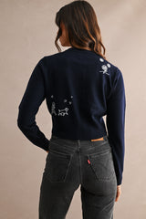 FABLE KNITTED EMBROIDERY CARDIGAN TOP