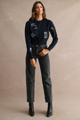 FABLE KNITTED EMBROIDERY CARDIGAN TOP