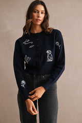 FABLE KNITTED EMBROIDERY CARDIGAN TOP