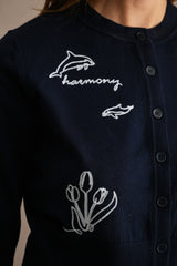 FABLE KNITTED EMBROIDERY CARDIGAN TOP