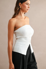 SURY RIBBED KNIT TUBE TOP
