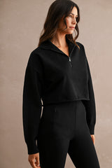 IMANI HALF ZIP UP SWEATER CROP TOP