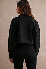 IMANI HALF ZIP UP SWEATER CROP TOP