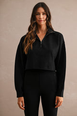 IMANI HALF ZIP UP SWEATER CROP TOP