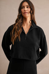 IMANI HALF ZIP UP SWEATER CROP TOP