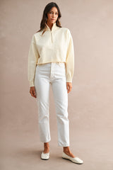 IMANI HALF ZIP UP SWEATER CROP TOP