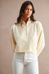 IMANI HALF ZIP UP SWEATER CROP TOP