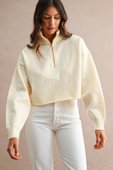 IMANI HALF ZIP UP SWEATER CROP TOP