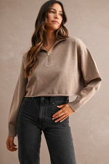 IMANI HALF ZIP UP SWEATER CROP TOP