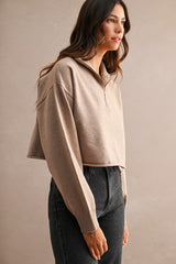 IMANI HALF ZIP UP SWEATER CROP TOP