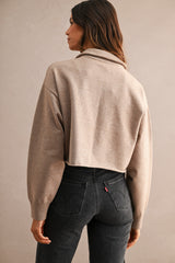 IMANI HALF ZIP UP SWEATER CROP TOP