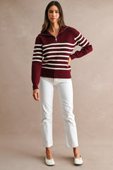 GABI SAILOR COLLAR ZIP UP SWEATER TOP