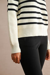 GABI SAILOR COLLAR ZIP UP SWEATER TOP