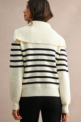 GABI SAILOR COLLAR ZIP UP SWEATER TOP