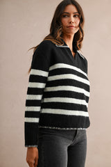 KARSYN STITCH DETAIL COLLAR SWEATER TOP