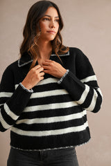 KARSYN STITCH DETAIL COLLAR SWEATER TOP