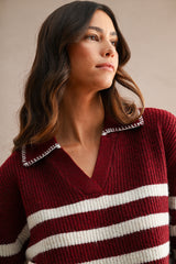 KARSYN STITCH DETAIL COLLAR SWEATER TOP