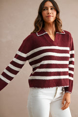 KARSYN STITCH DETAIL COLLAR SWEATER TOP