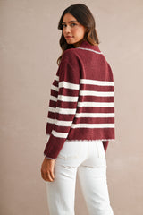 KARSYN STITCH DETAIL COLLAR SWEATER TOP