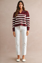 KARSYN STITCH DETAIL COLLAR SWEATER TOP