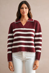 KARSYN STITCH DETAIL COLLAR SWEATER TOP