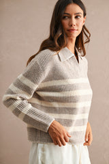 KARSYN STITCH DETAIL COLLAR SWEATER TOP