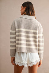 KARSYN STITCH DETAIL COLLAR SWEATER TOP