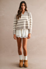 KARSYN STITCH DETAIL COLLAR SWEATER TOP