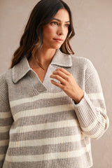 KARSYN STITCH DETAIL COLLAR SWEATER TOP