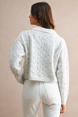 LILLY COLLARED CABLE KNIT CROPPED TOP