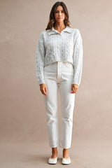 LILLY COLLARED CABLE KNIT CROPPED TOP