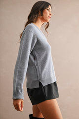 KAYLA V NECK PULL OVER SWEATER TOP