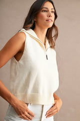 LINDEN HALF ZIP UP HIGH NECK KNITTED VEST
