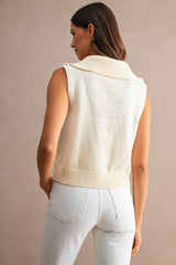 LINDEN HALF ZIP UP HIGH NECK KNITTED VEST