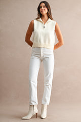 LINDEN HALF ZIP UP HIGH NECK KNITTED VEST